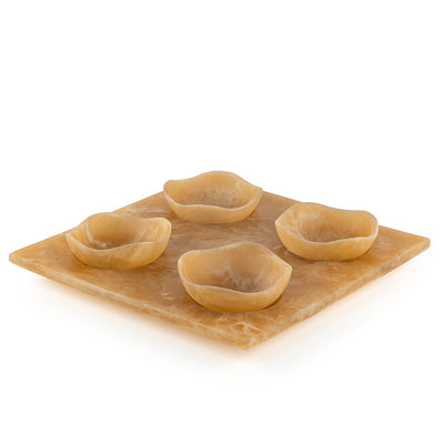 Resin Serving Set with 4 Small Bowls and Tray