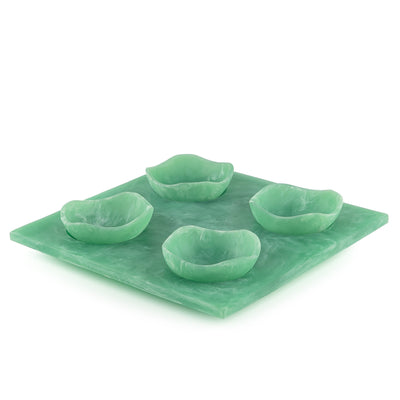 Resin Serving Set with 4 Small Bowls and Tray