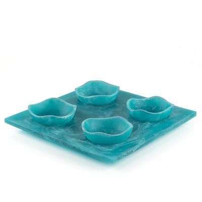 Resin Serving Set with 4 Small Bowls and Tray