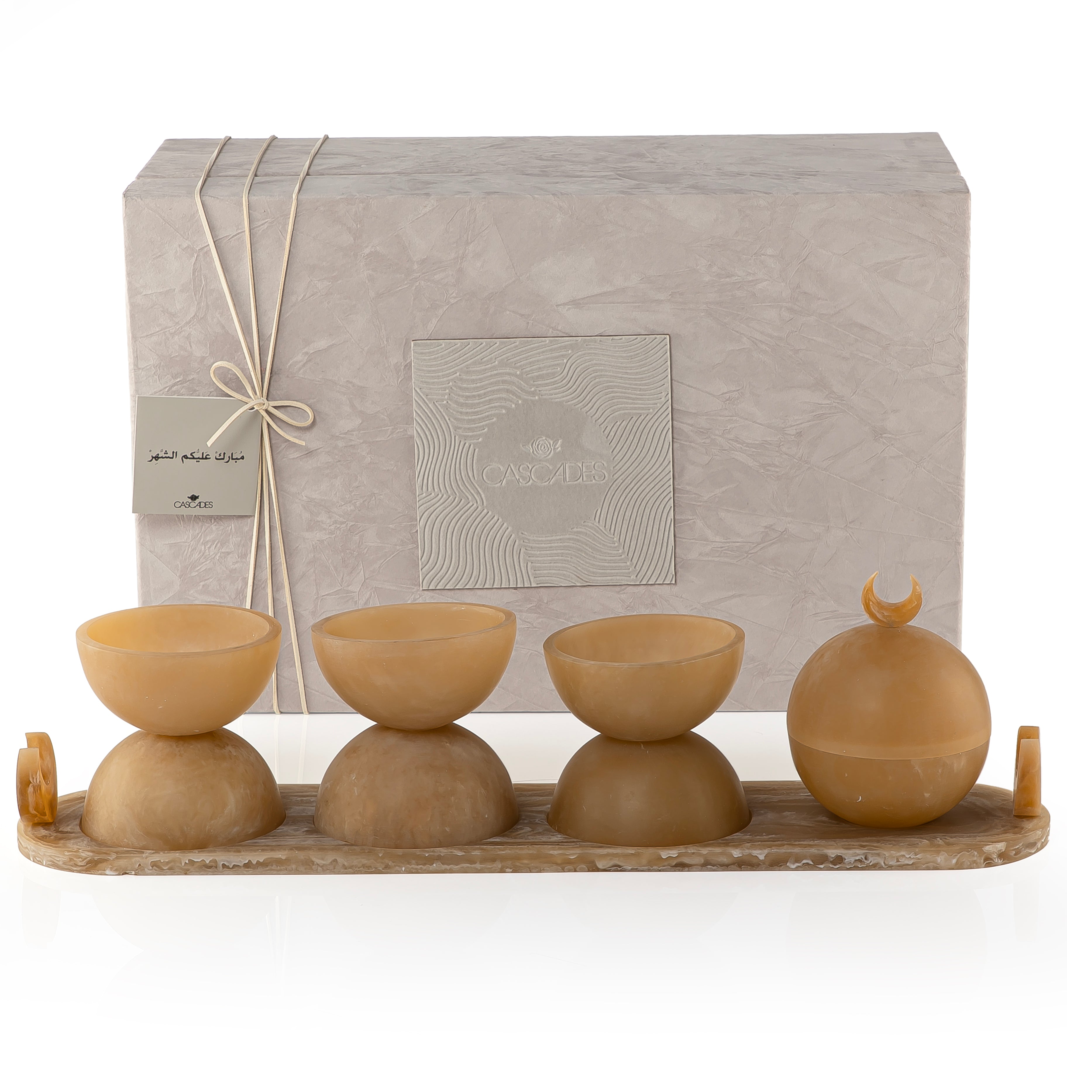 Set of 4 Resin Bowls with Tray