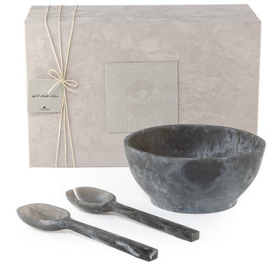 Resin Serving Set with Bowl and Two Spoons