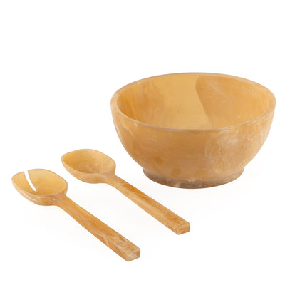 Resin Serving Set with Bowl and Two Spoons