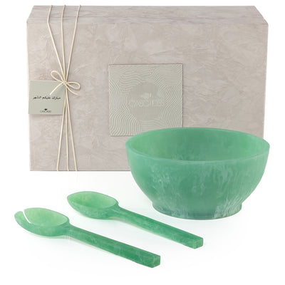 Resin Serving Set with Bowl and Two Spoons