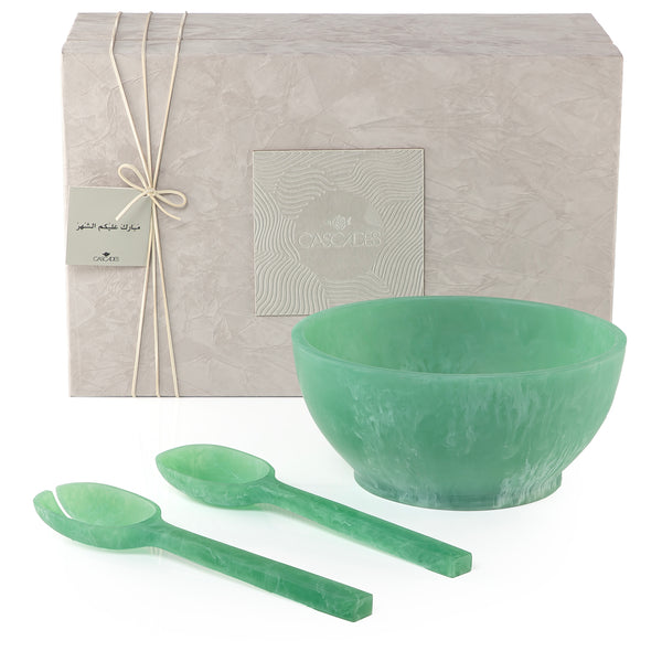 طقم تقديم مكون من سلطانية وملعقتين من الريزن