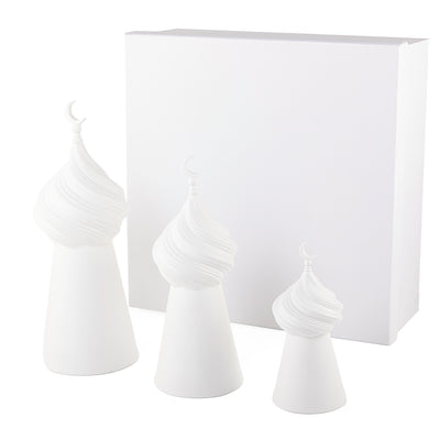 طقم 3 استاند سيراميك بتصميم حلزوني مزين بهلال