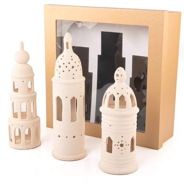 Set of 3 Ceramic Stands with Islamic Design in Gift Box