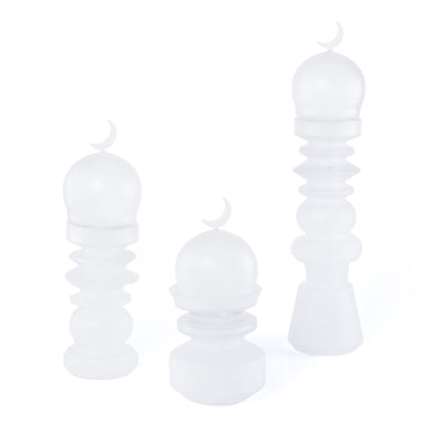 3-Pcs Glass Set ( 2 Minarets Décor + Date Bowl ) with Gift Box - White