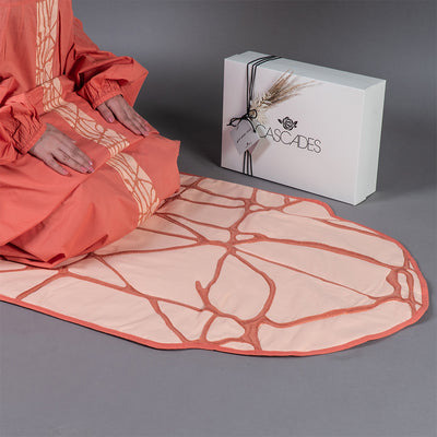 Cotton Prayer Set with Dress and Oval-Shaped  Prayer Mat in Gift Box