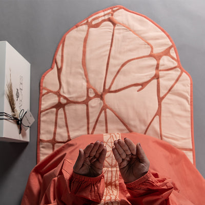 Cotton Prayer Set with Dress and Oval-Shaped  Prayer Mat in Gift Box