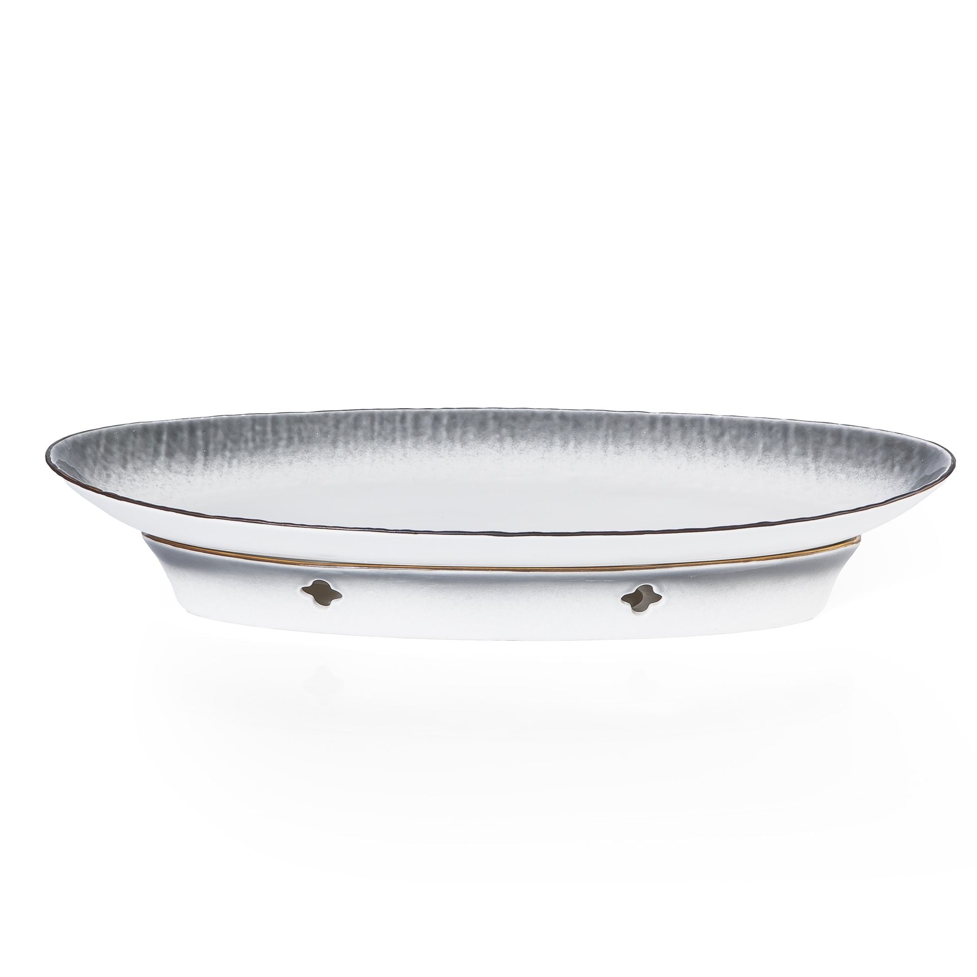 طبق سيراميك أنيق مع قاعدة موقد عملية