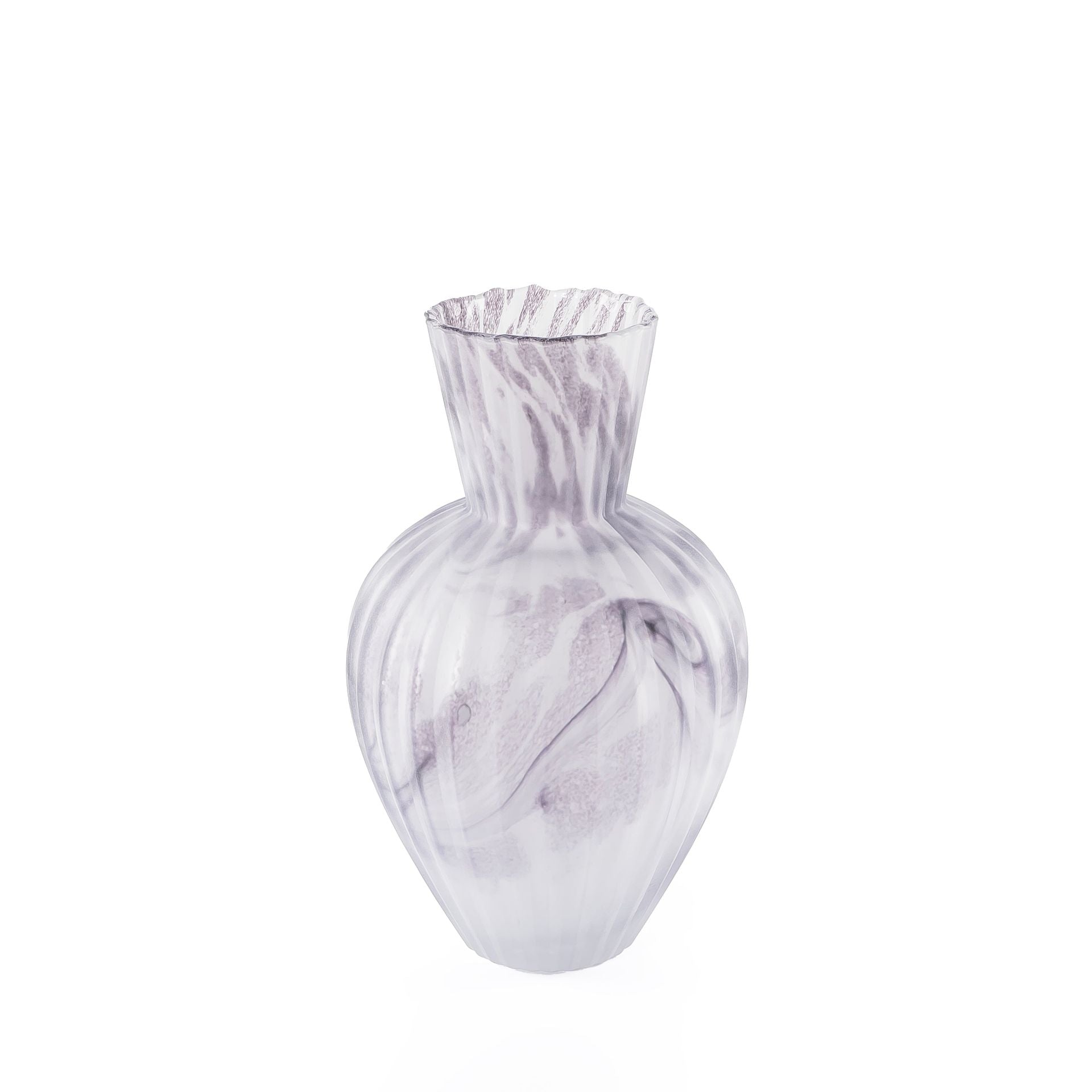 Light purple irregular-shaped marble-look glass vase