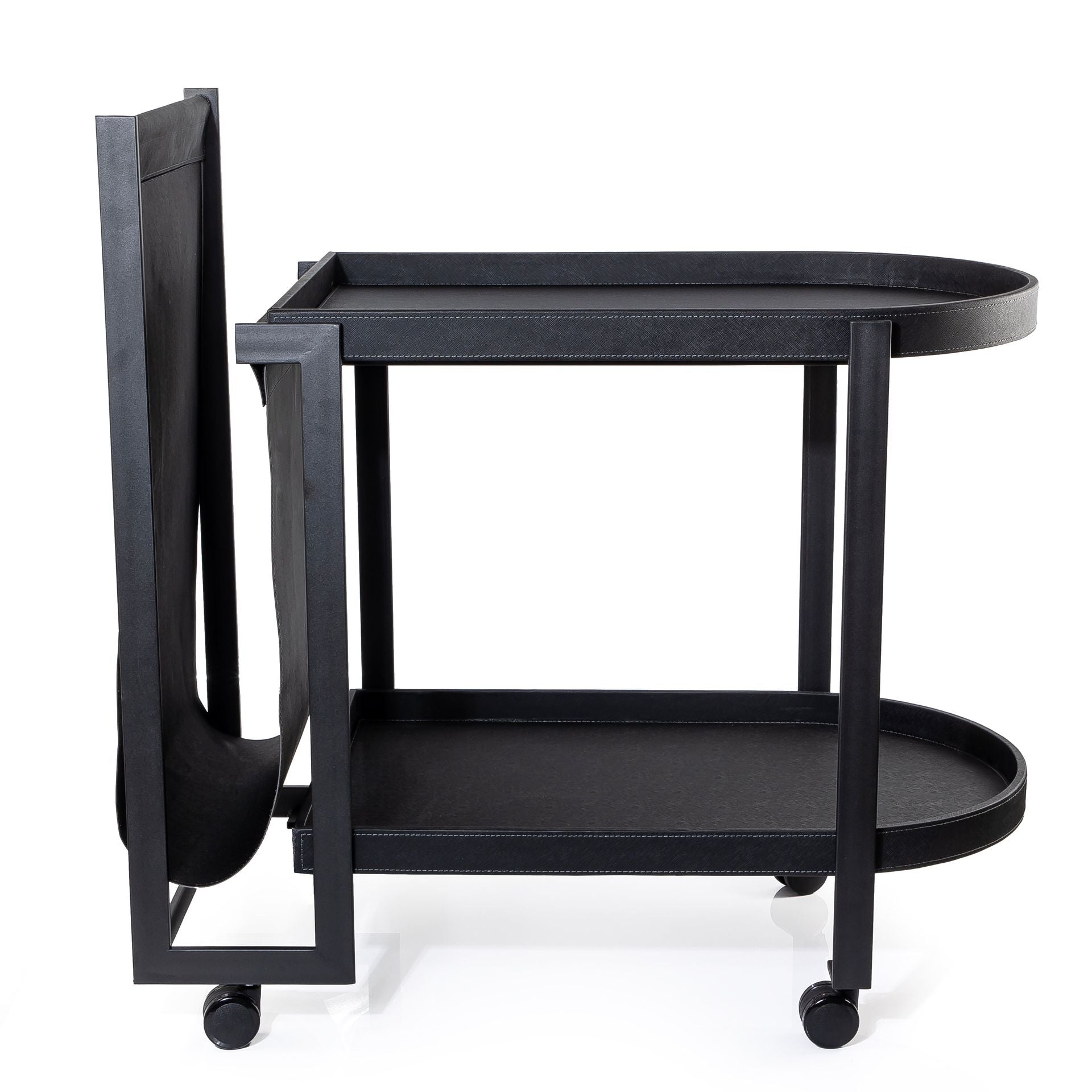 Semi-Oval Leather Trolly