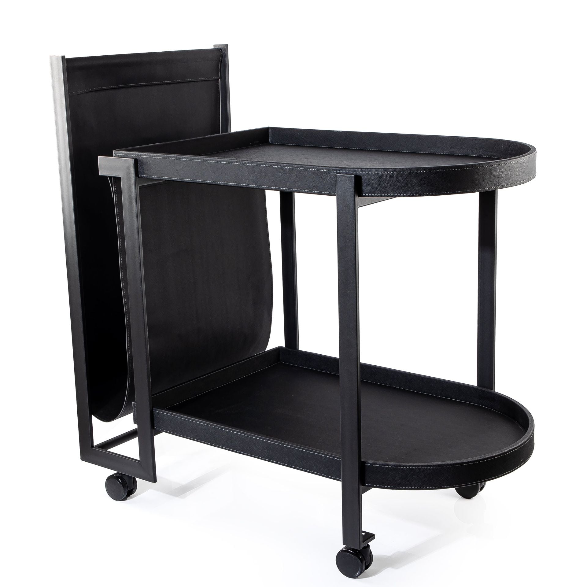 Semi-Oval Leather Trolly