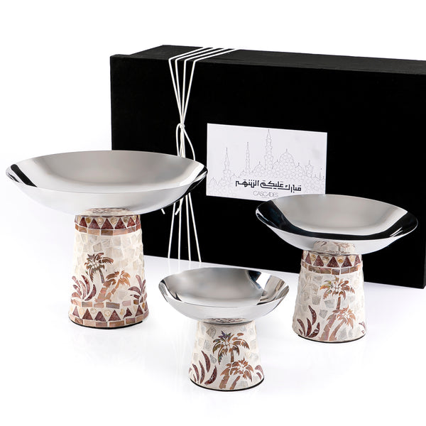 Mother of Pearl Base and Deep Metal Bowls Stands set