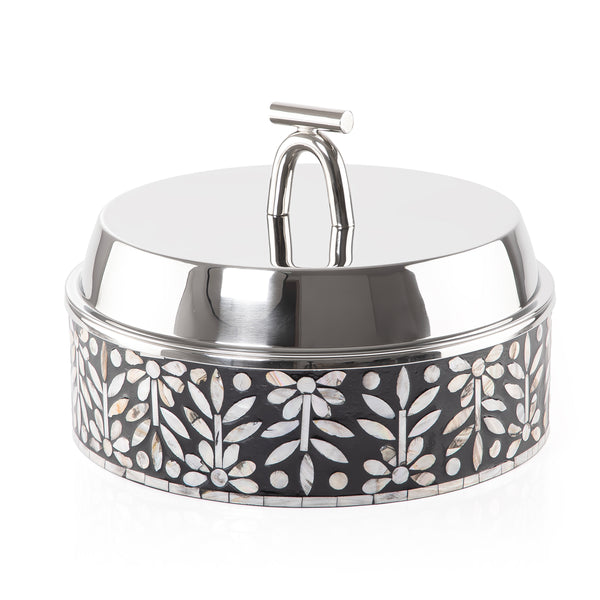 حافظ حرارة الطعام من الصدف و الإستانلس ستيل حجم كبير - أسود