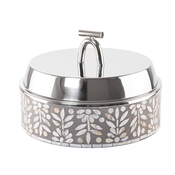 حافظ حرارة الطعام من الصدف و الإستانلس ستيل حجم كبير - رمادي