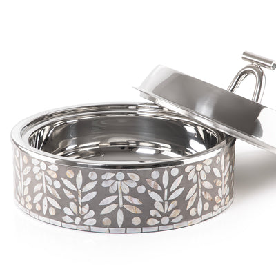 Large mother of pearl stainless steel food heat keeper - grey