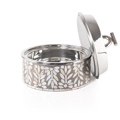 Small mother of pearl stainless steel food heat keeper - grey