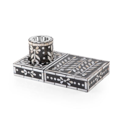 Set of Mother of Pearl Mabkhara  and Incense Box