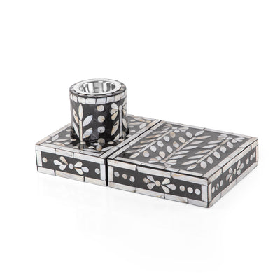 Set of Mother of Pearl Mabkhara  and Incense Box