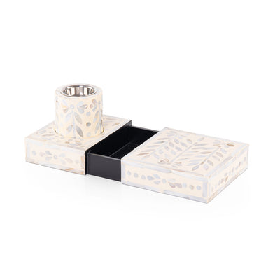 Set of Mother of Pearl Mabkhara  and Incense Box