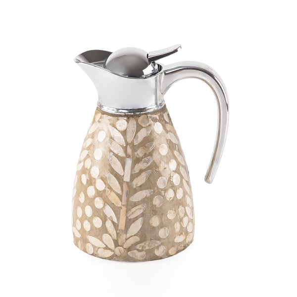 ترمس من الصدف سعة 1.0 لتر حافظ للحرارة - كريمي