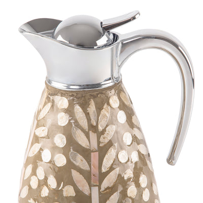 ترمس من الصدف سعة 1.5 لتر حافظ للحرارة - كريمي