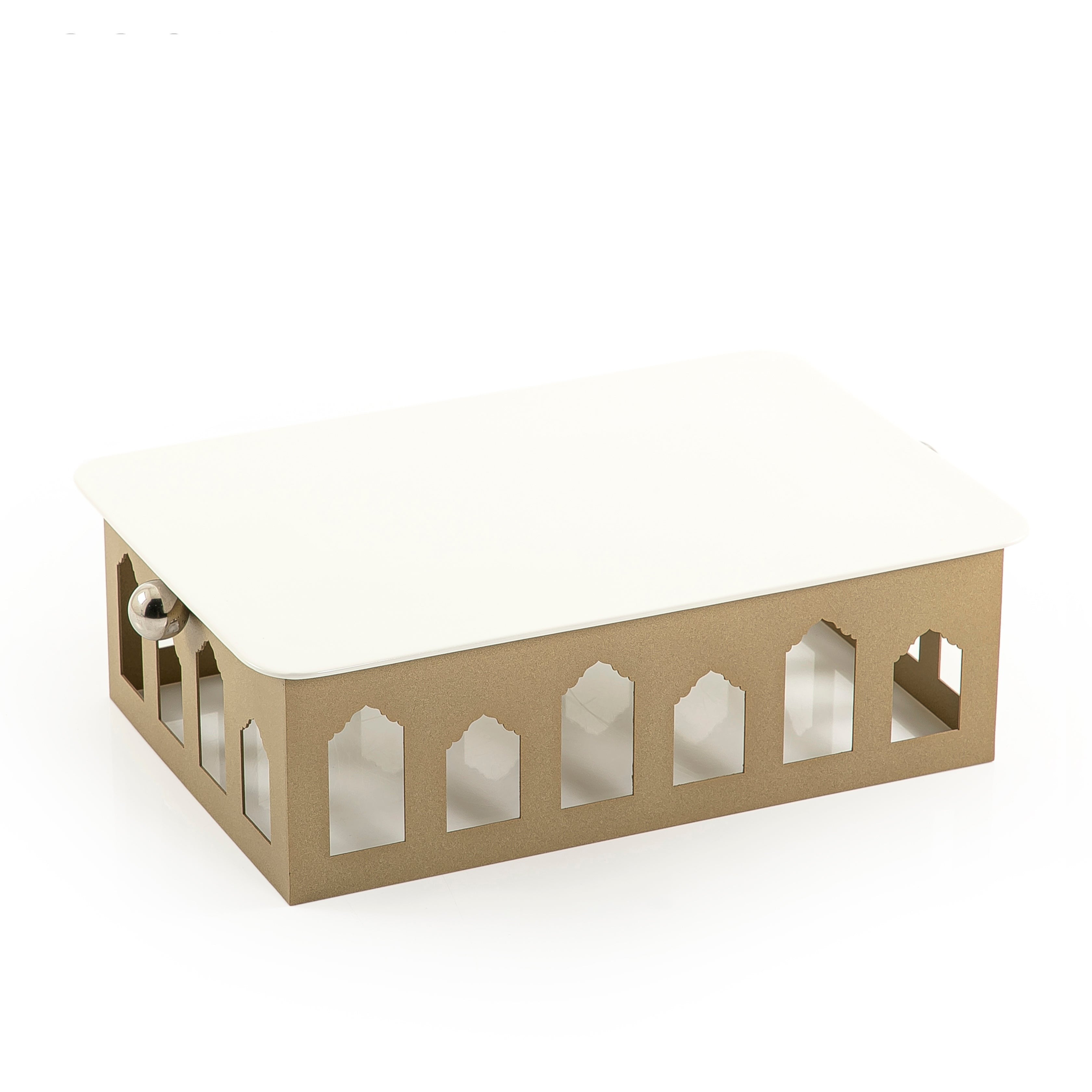 Rectangular Ceramic Dish with Arabic Arch Metal Base - Large