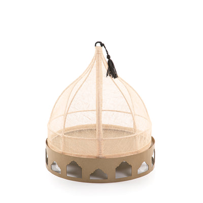 صينيه معدن بغطاء من الكتان