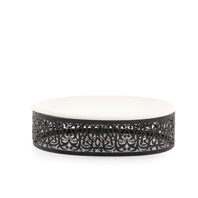 Oval Ceramic Dish with Arabic Calligraphy Metal Base - Medium