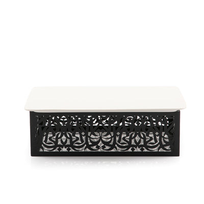 Rectangular Ceramic Dish with Arabic Calligraphy Metal Base