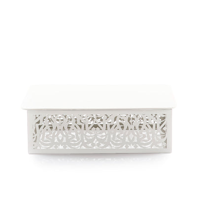 Wide  Rectangular Ceramic Dish with Arabic Calligraphy Metal Base