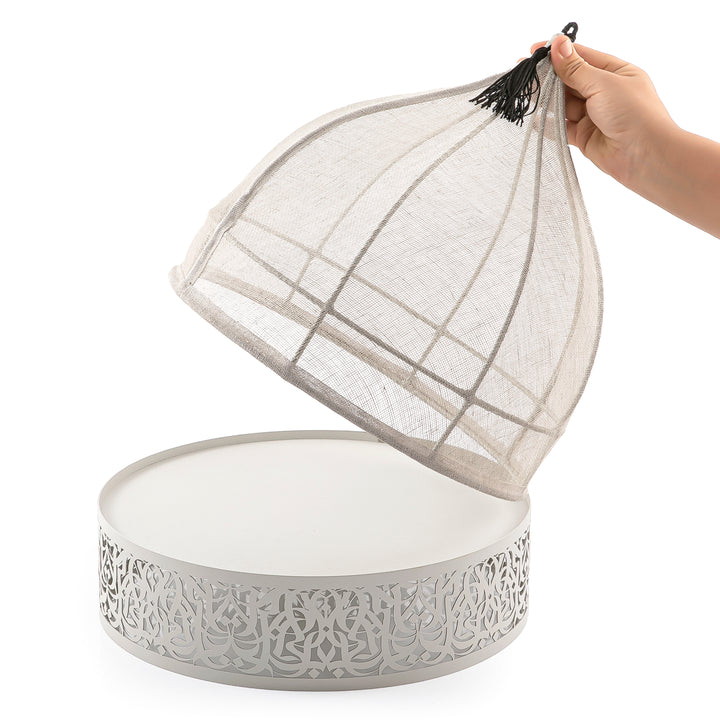 Medium Metal Tray With Arabian Design And Linen Cover