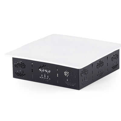 Square Ceramic Dish with Metal Base
 Palm Design- Small