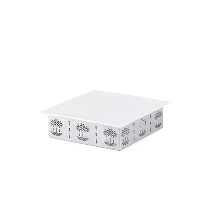 Square Ceramic Dish with Metal Base
 Palm Design- Small
