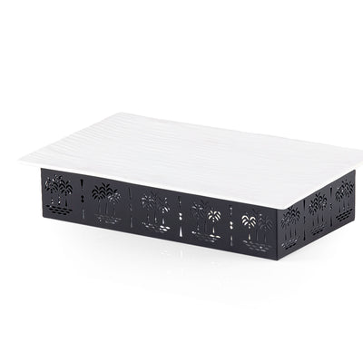 Rectangular Ceramic Dish with Metal Base
 Palm Design- Small