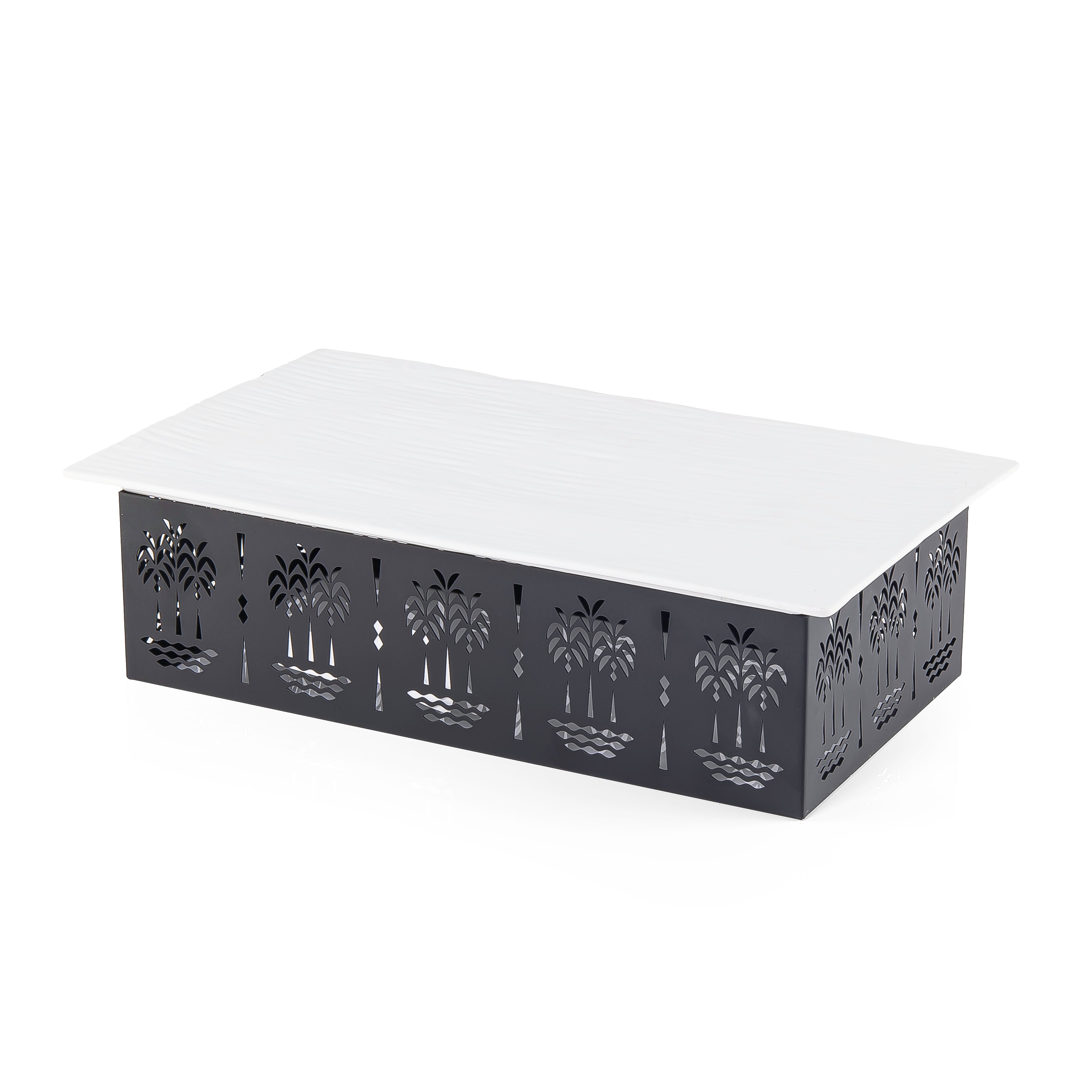 Rectangular Ceramic Dish with Metal Base
 Palm Design- X Large