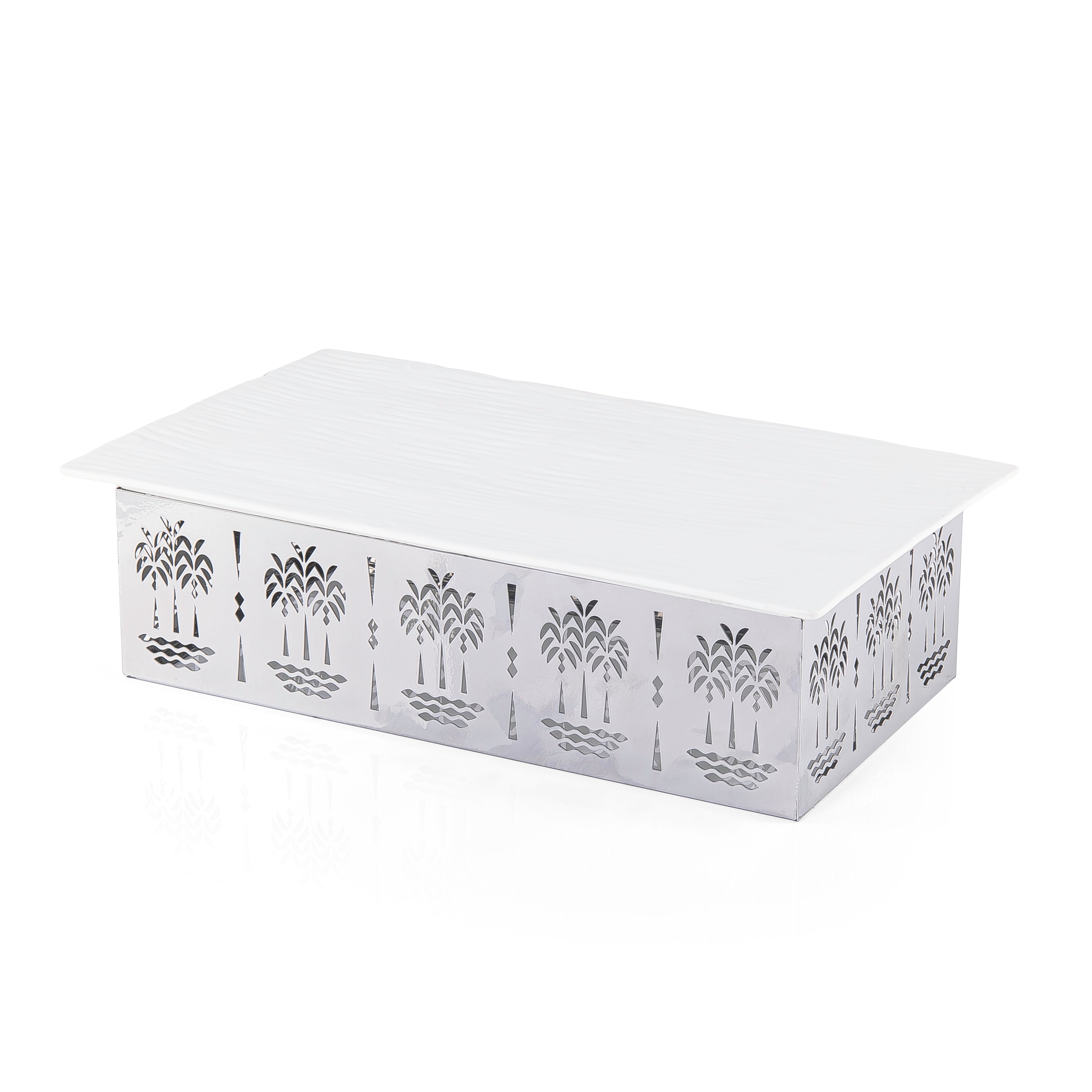 Rectangular Ceramic Dish with Metal Base
 Palm Design- X Large