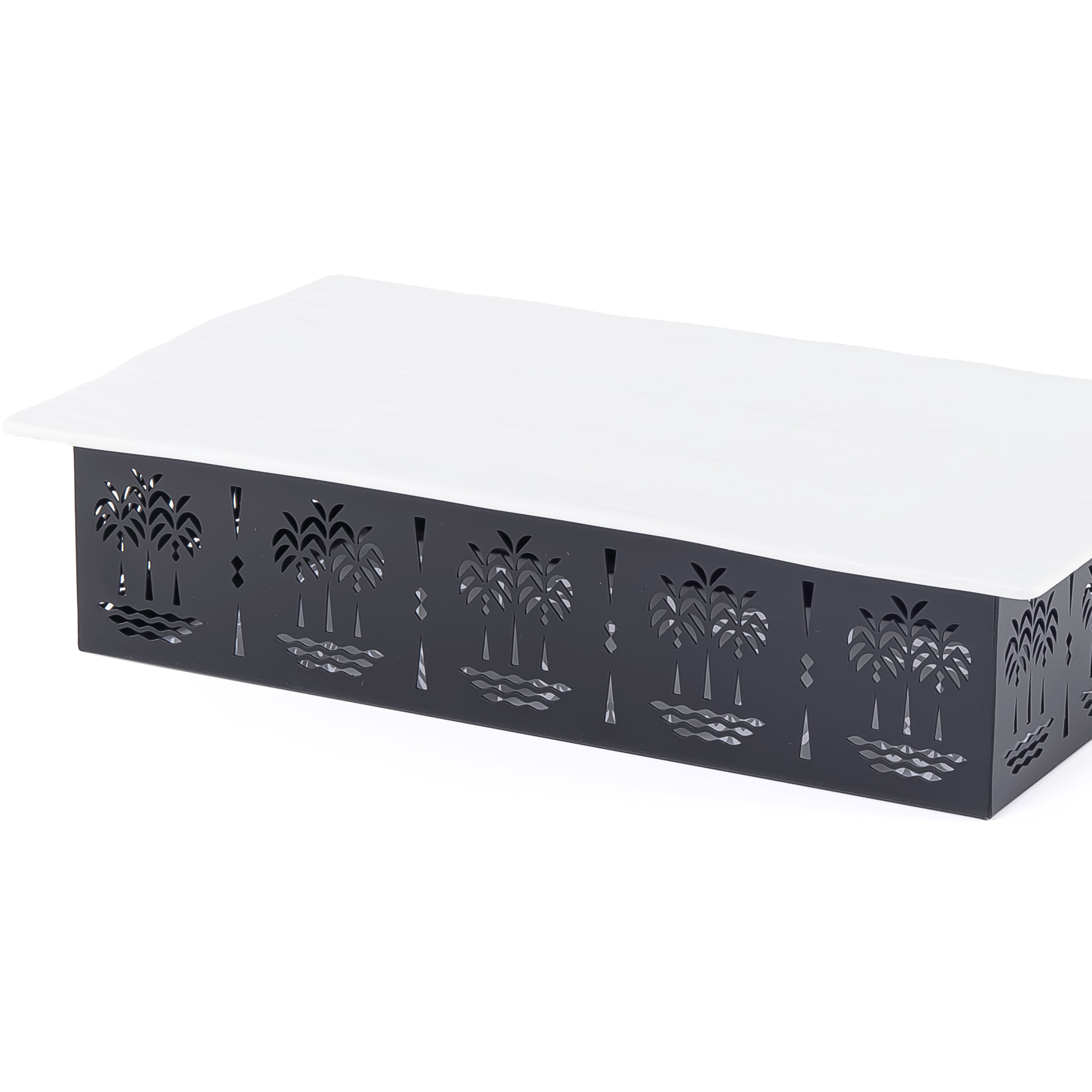 Rectangular Ceramic Dish with Metal Base
 Palm Design- Medium