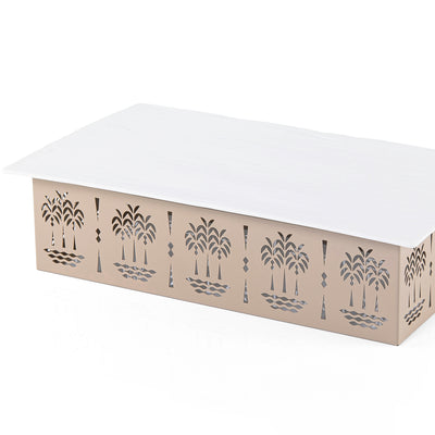 Rectangular Ceramic Dish with Metal Base
 Palm Design- Large