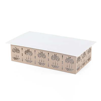 Rectangular Ceramic Dish with Metal Base
 Palm Design- Large