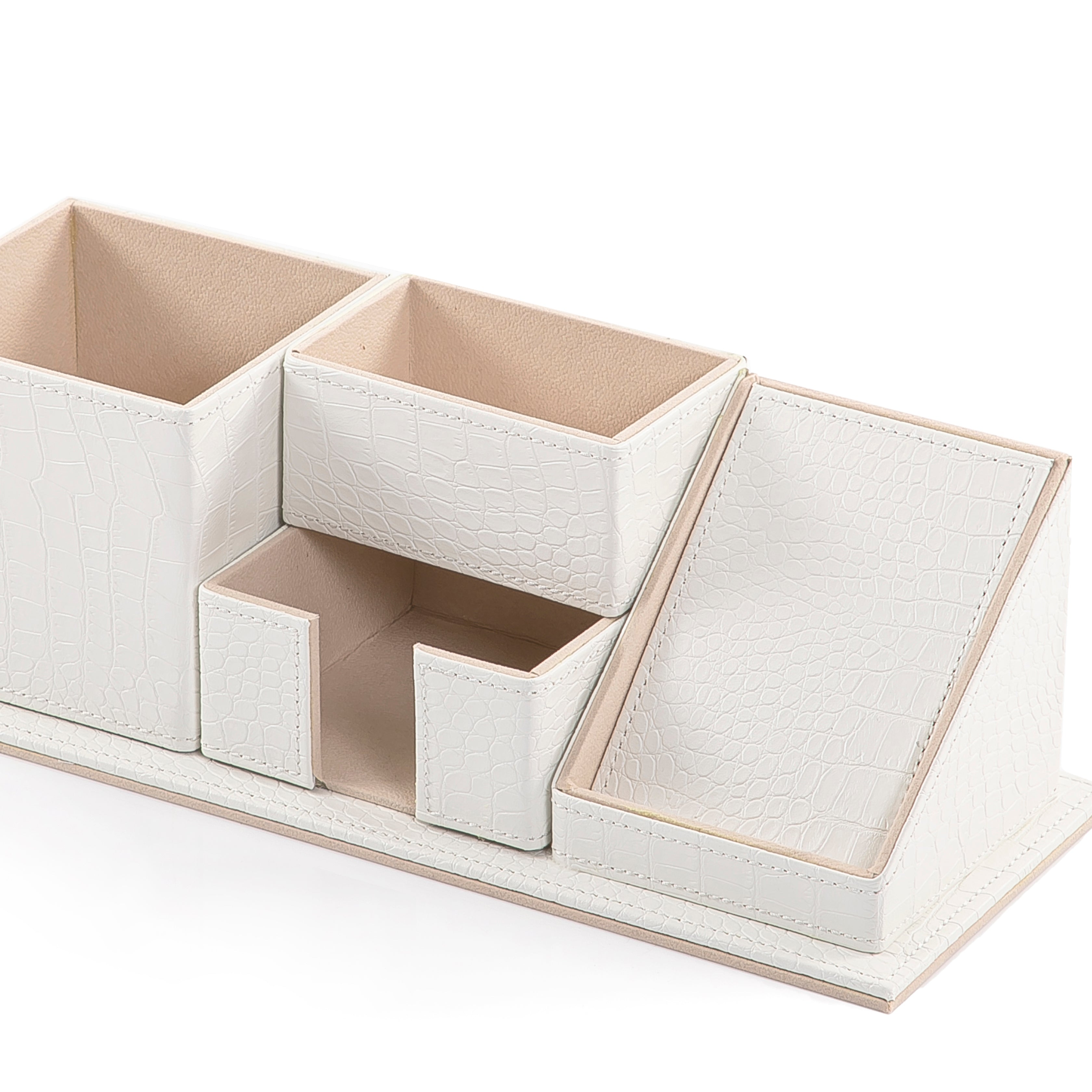 Three-Compartment Stand Covered in Leather