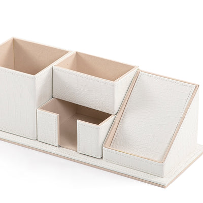 Three-Compartment Stand Covered in Leather