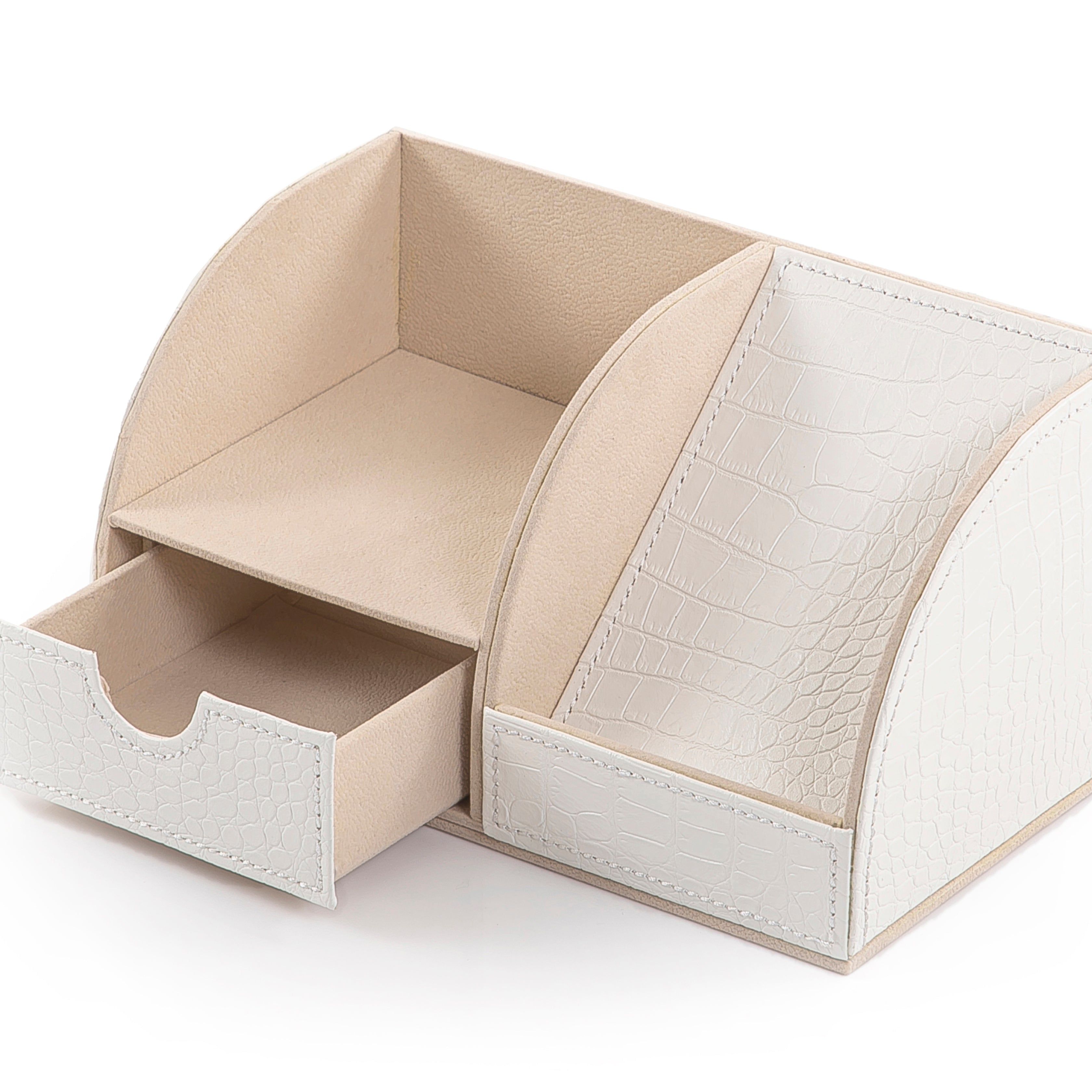 Two-Compartment Stand Covered in Leather