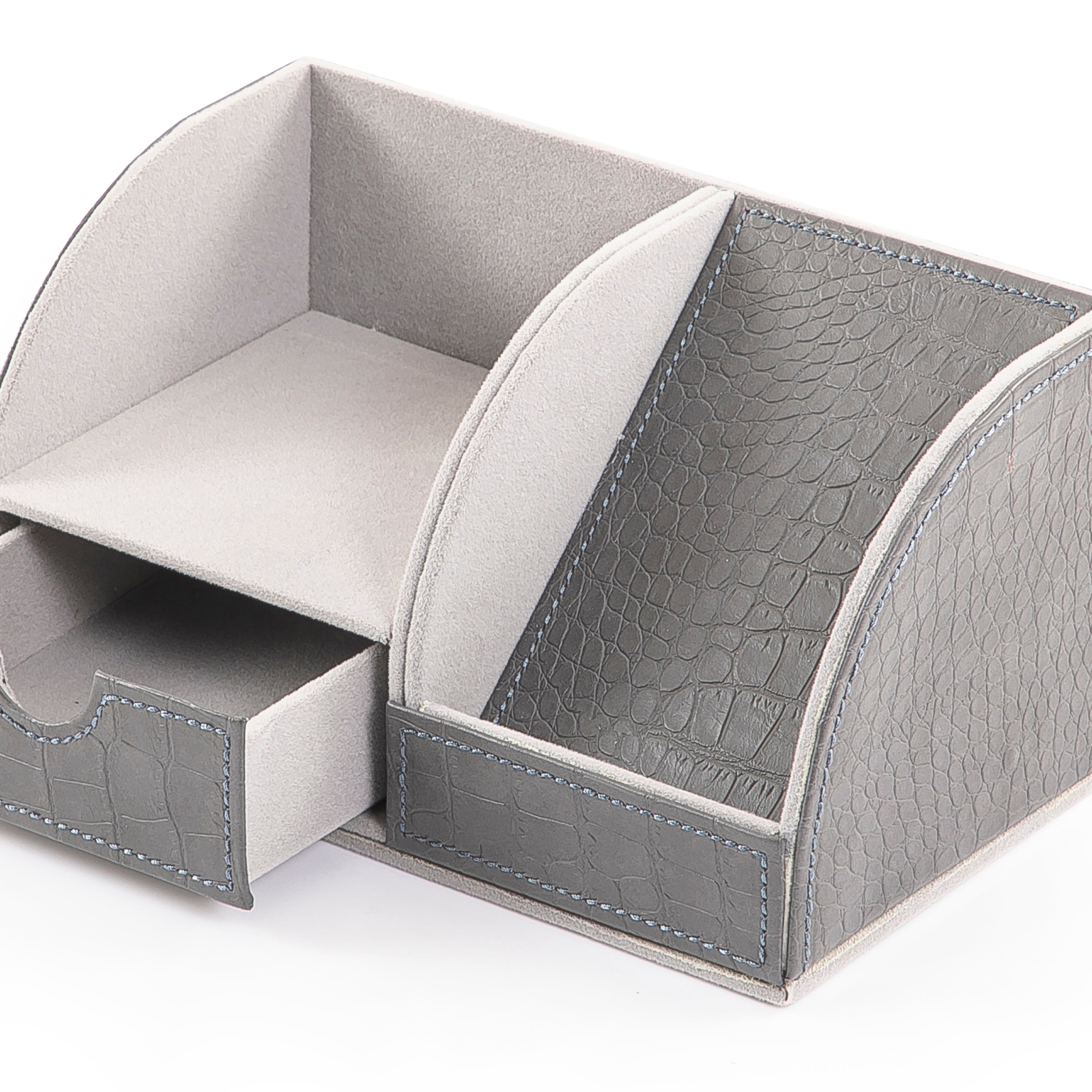 Two-Compartment Stand Covered in Leather