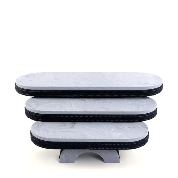 Three-Tier Marble Stand Set with Leather Base