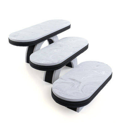 طقم استاند رخام بثلاث طبقات مع قاعدة جلد