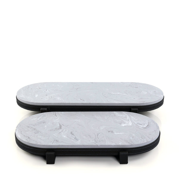 Two-Tier Marble Stand Set with Leather Base