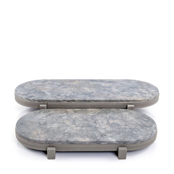 Two-Tier Marble Stand Set with Leather Base