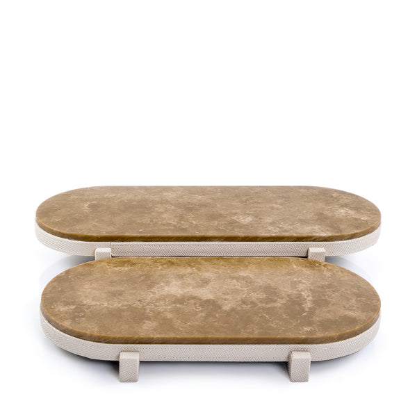 Set of 2 marble leather base stand